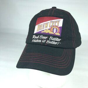 Brew City USA Real Beer Batter Makes it Better Black Strapback Cap Dad Hat